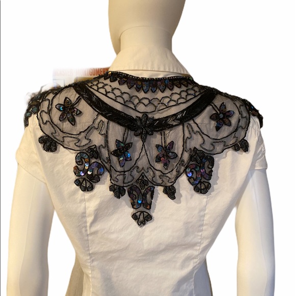 Vintage Black Victorian Mourning Style Silk Beaded - Picture 4 of 5